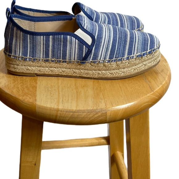 J. McLaughlin Blue and White Striped Espadrilles